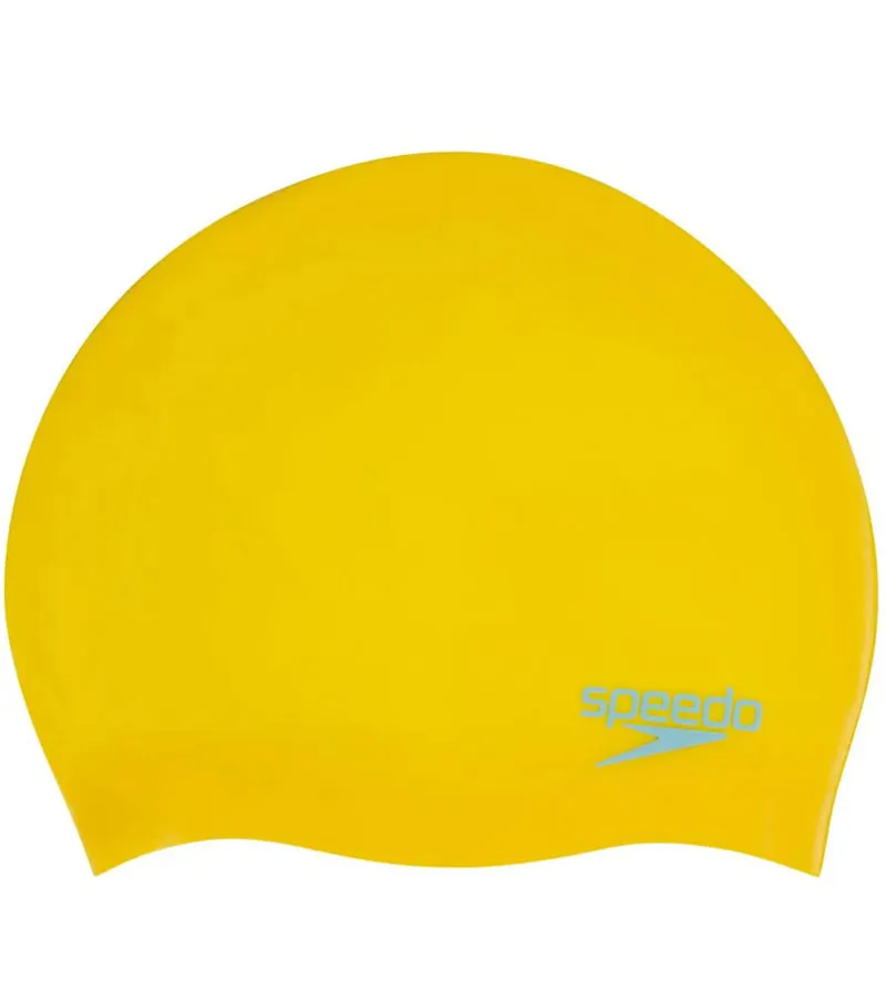 Speedo Plain Moulded Silicone Cap Junior Yellow